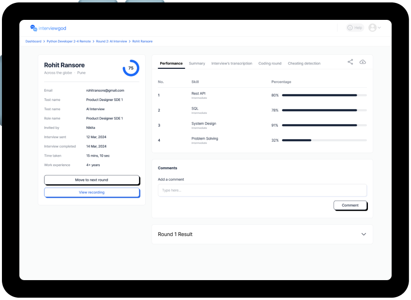 Result Dashboard