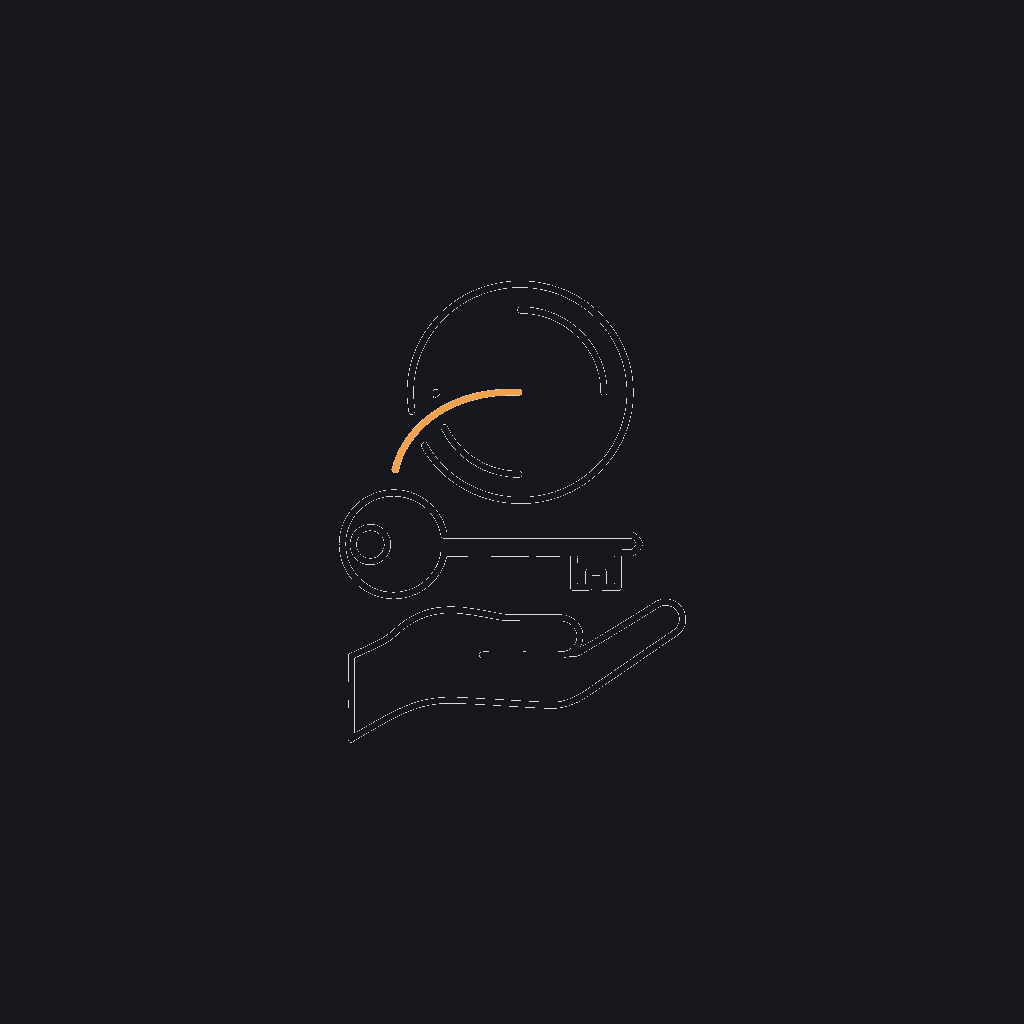 minimal line icon of a key being handed over/kept by its owner, concept: ownership, no lock-in