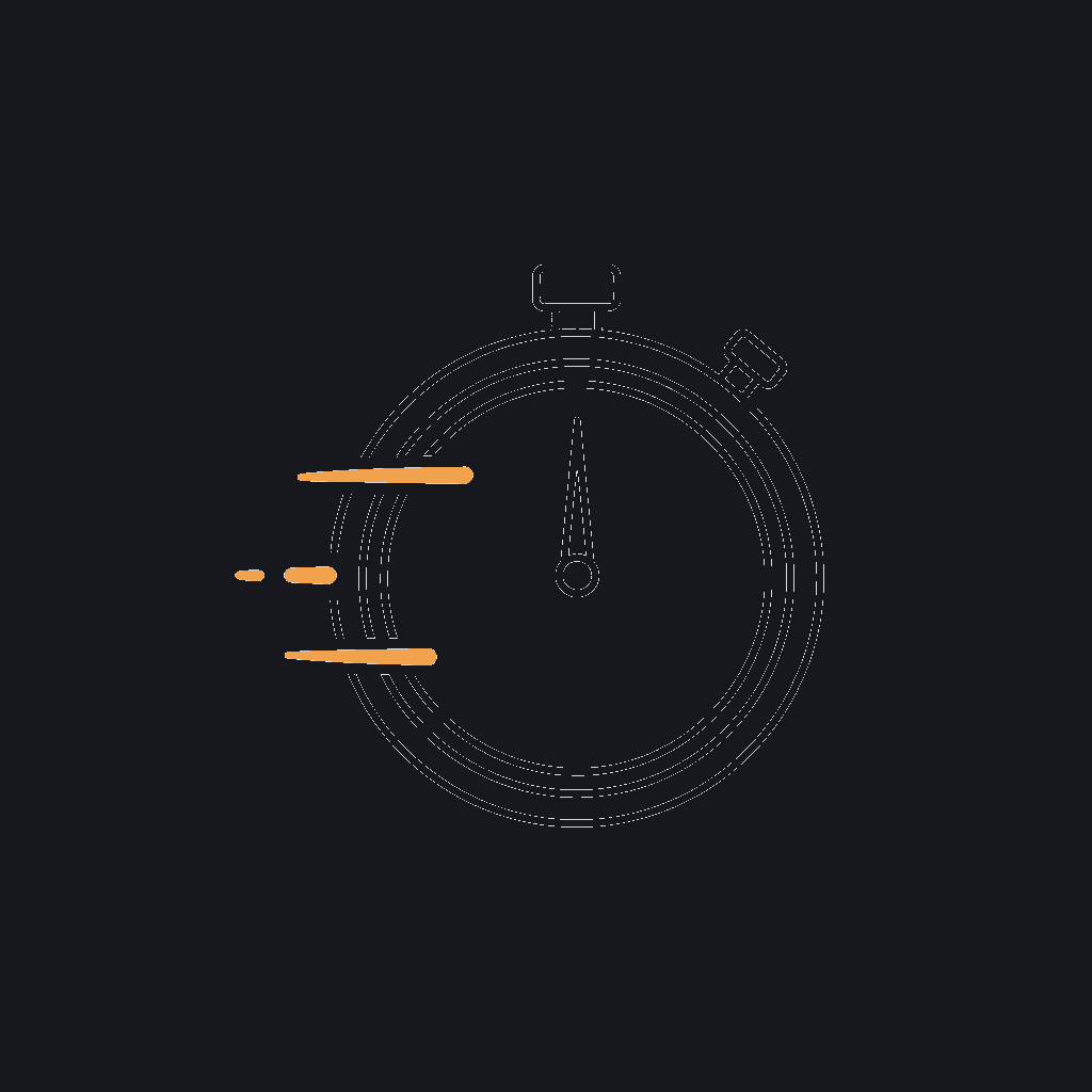 minimal line icon of a stopwatch with a short motion trail, concept: speed, weeks not quarters