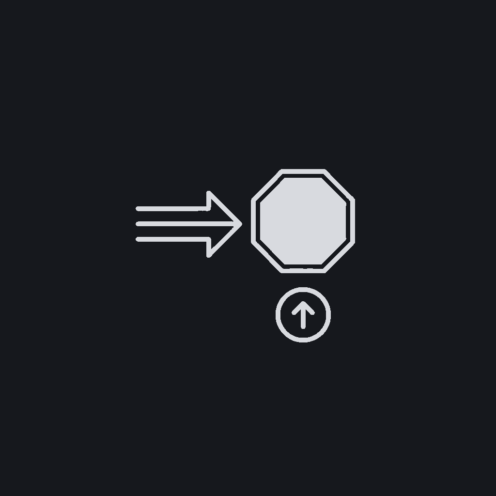 line-diagram icon of a single process flow hitting a stop sign at the judgment-call step