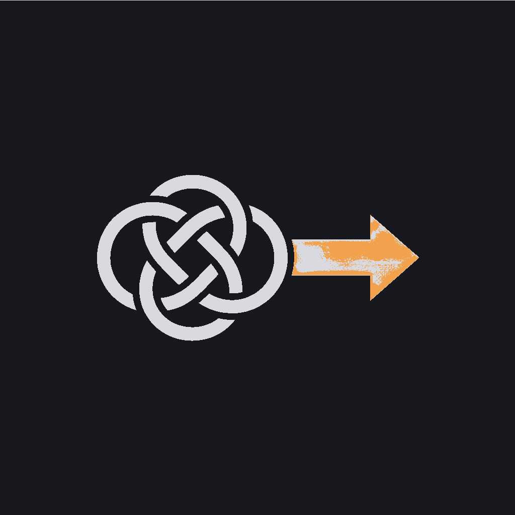 minimal line icon of a tangled knot straightening into a single arrow, representing chaos being automated rather than fixed
