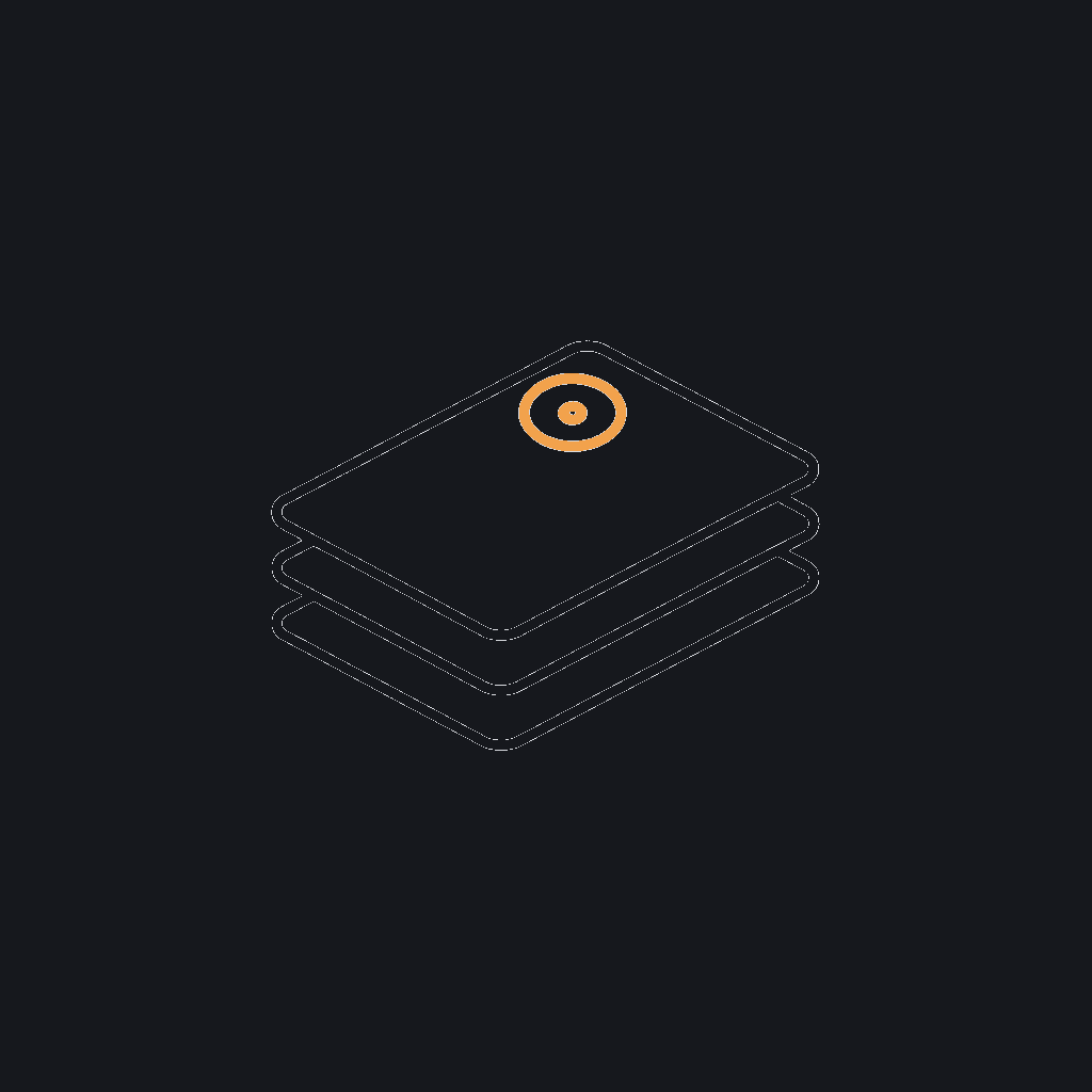 minimal line icon of a photo stack with one defect circled