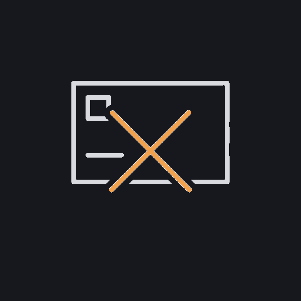 minimal line icon of a presentation slide with an X mark, concept: pilot-only mandate