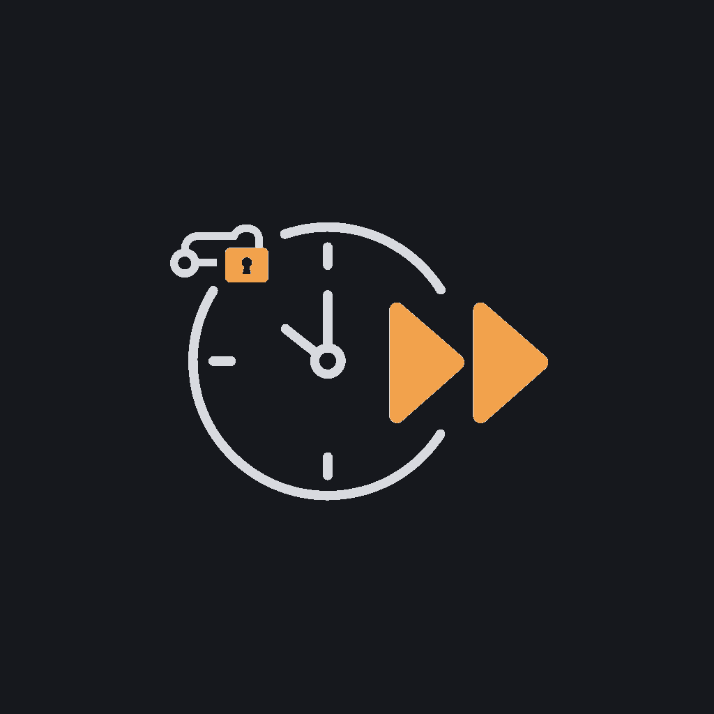 minimal line icon of a clock with a fast-forward arrow, concept: unrealistic delivery window