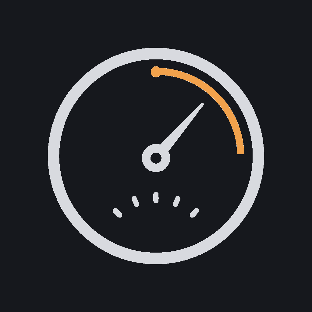 minimal line icon of a dial or gauge with a marked threshold line, confidence-scoring concept