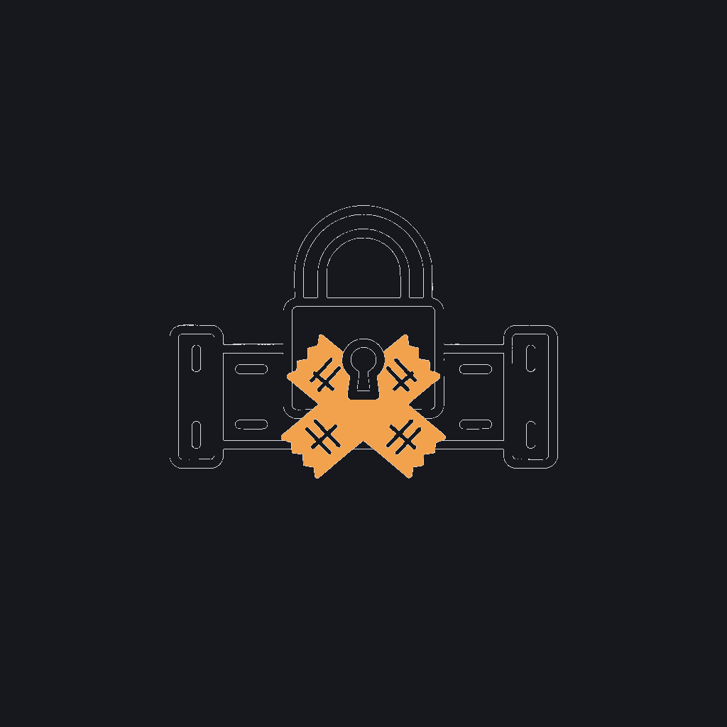 &mdash; minimal line icon of a padlock bolted onto a pipe with a duct-tape patch, symbolizing guardrails added after launch
