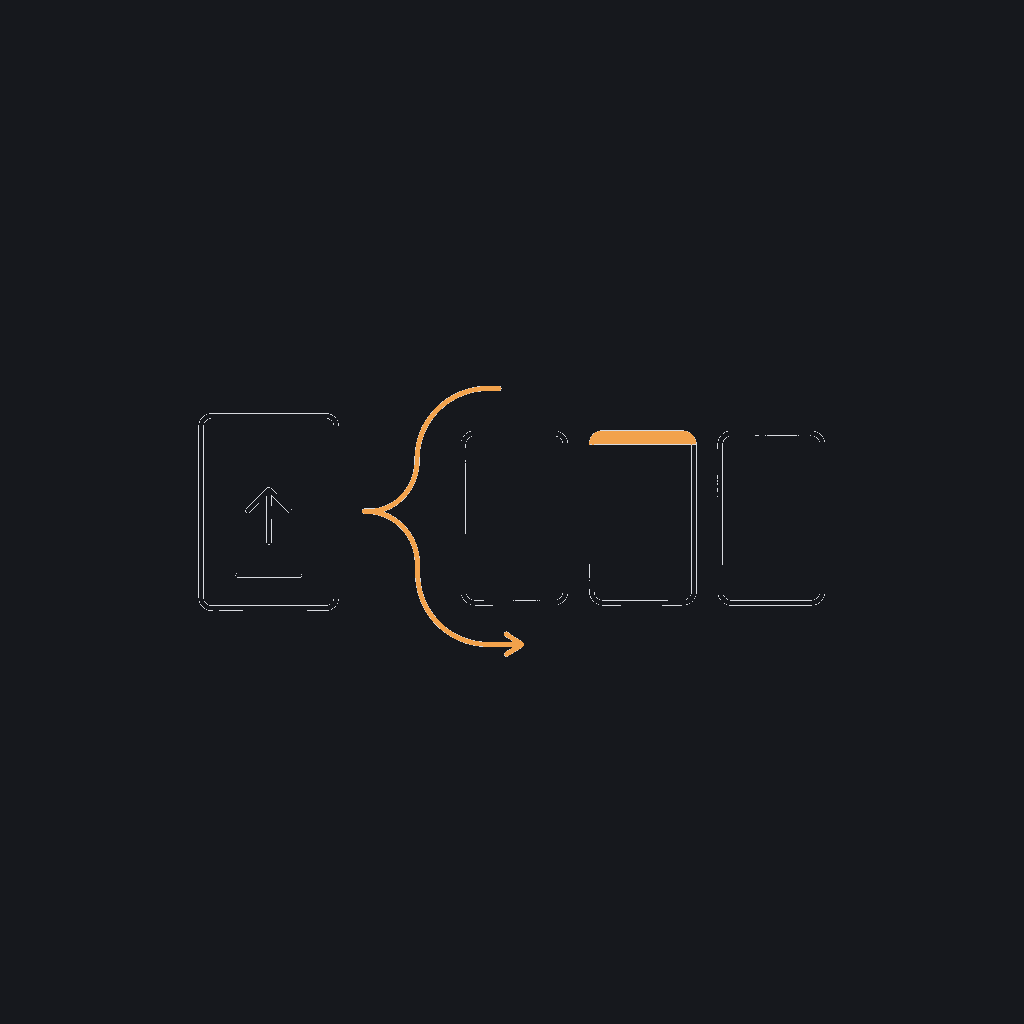 minimal line icon of an outbound message card being sequenced into a queue of three, outreach-automation concept